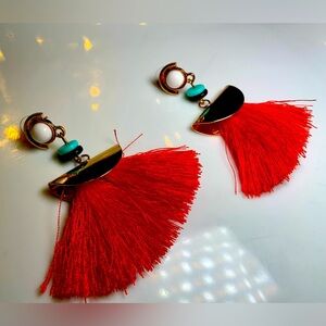 Bohemian Geometric Fringe Tassel Dangle Drop Earrings NWOT